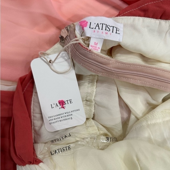 Coral color block halter maxi dress L’atiste by Amy - Picture 11 of 11